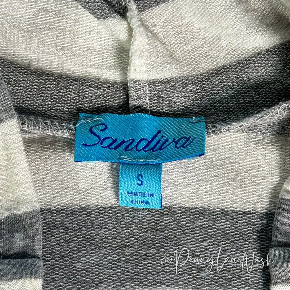 Sandiva Striped Pullover Terry Tunic Hoodie Gray/White - Picture 7 of 11